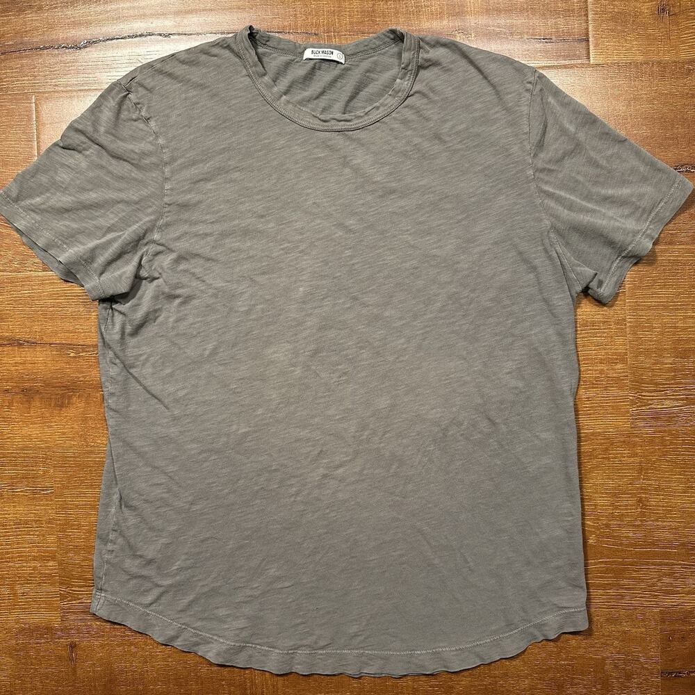 Buck Mason T Shirt Mens L Gray Short Sleeve Cotton Made In USA Retro Classic Alt